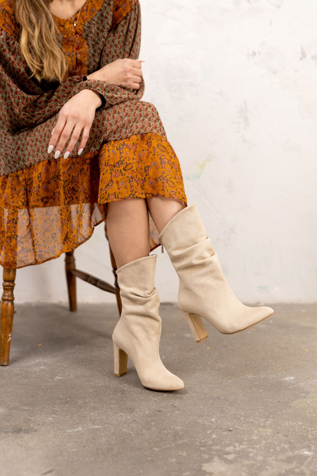 Kadın Topuklu Çizme-BEJSUET 