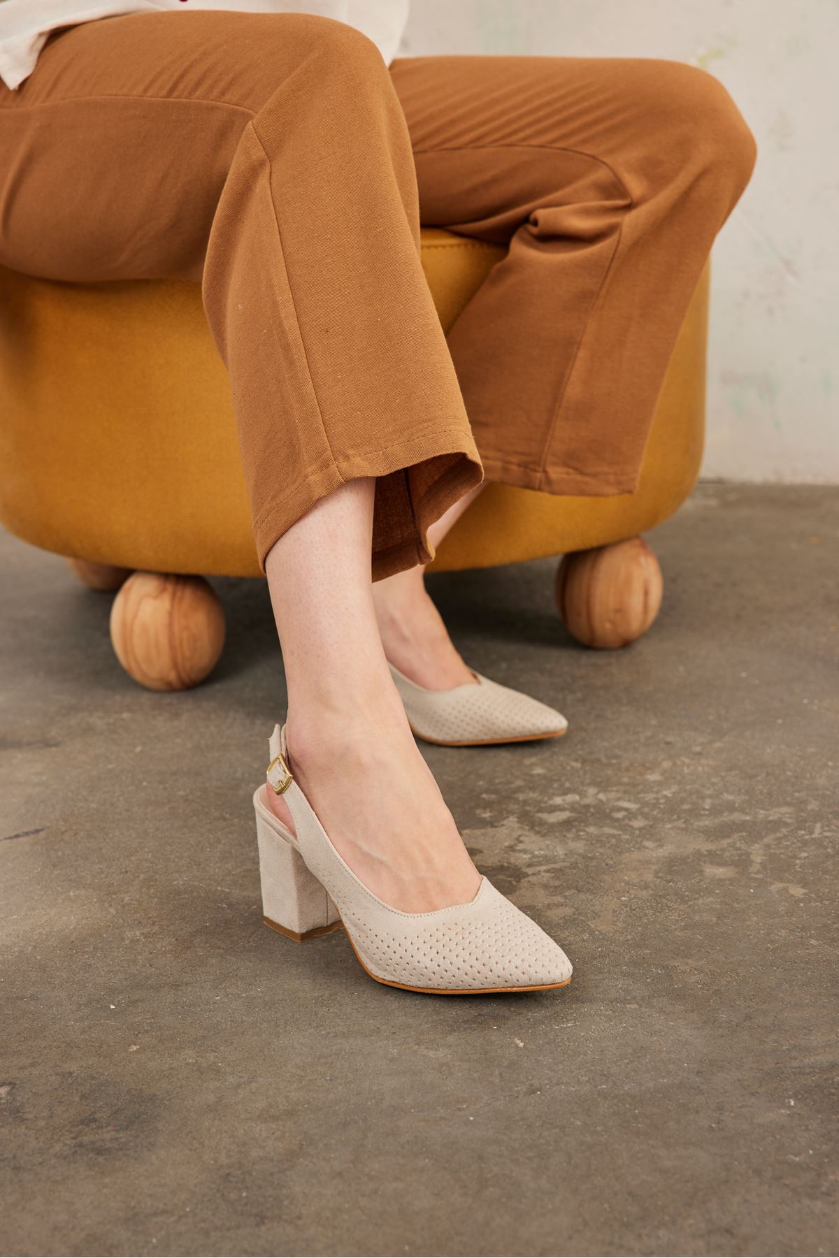 Kadın Topuklu Sandalet-TEN SUET