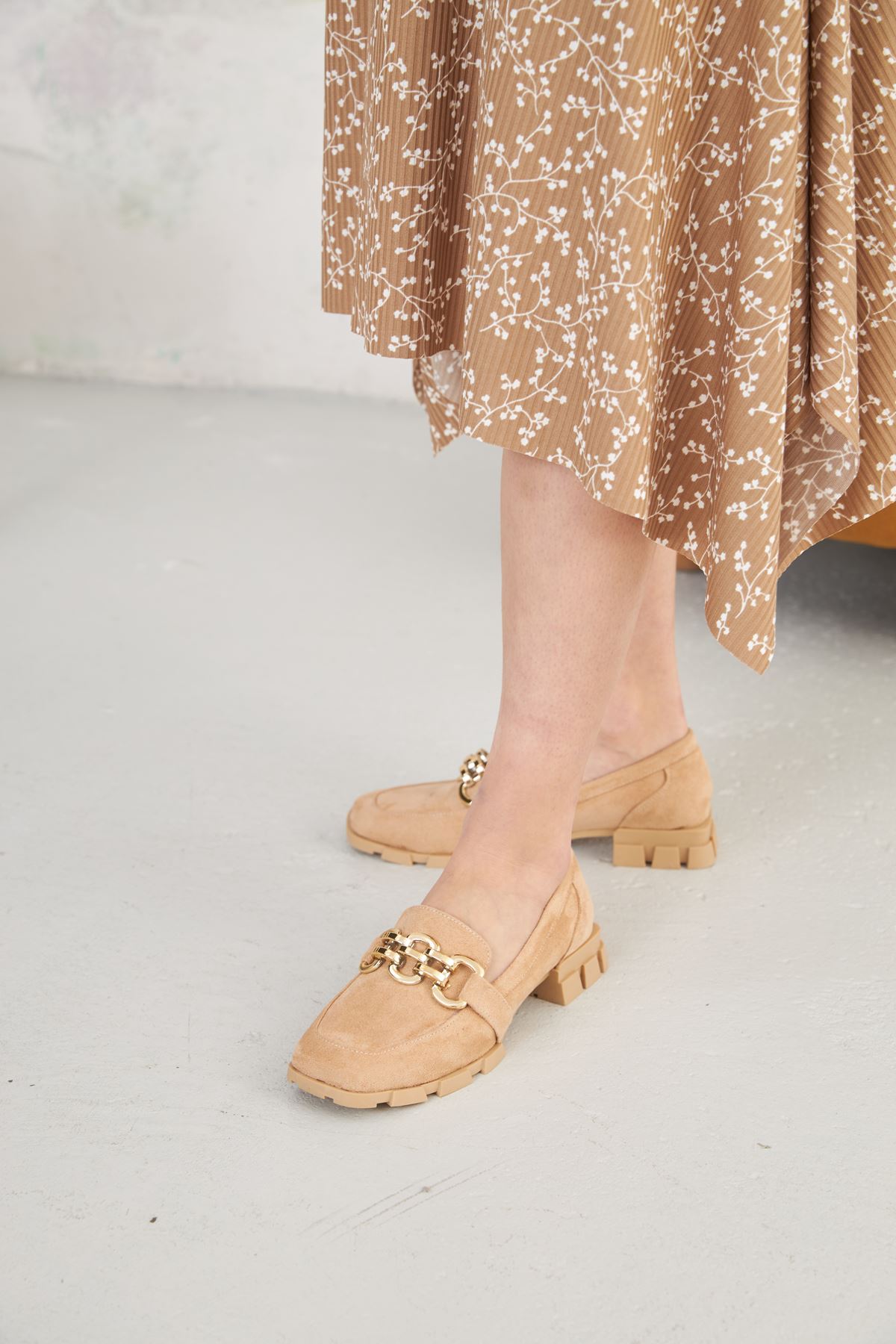 Kadın Loafer Ayakkabı- NUDE SUET