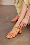 Kadın Topuklu Sandalet- TURUNCU CILT