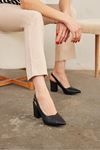 Kadın Topuklu Sandalet-SIYAH CILT
