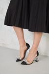 Kadın Topuklu Ayakkabı-SIYAH SATEN